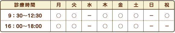 診療スケジュール